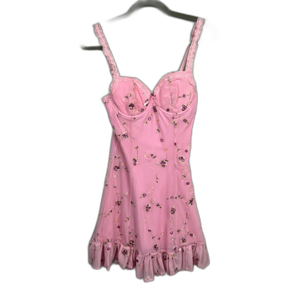 Sugar Thrillz Pink Floral Mini Dress - Picture 1 of 6